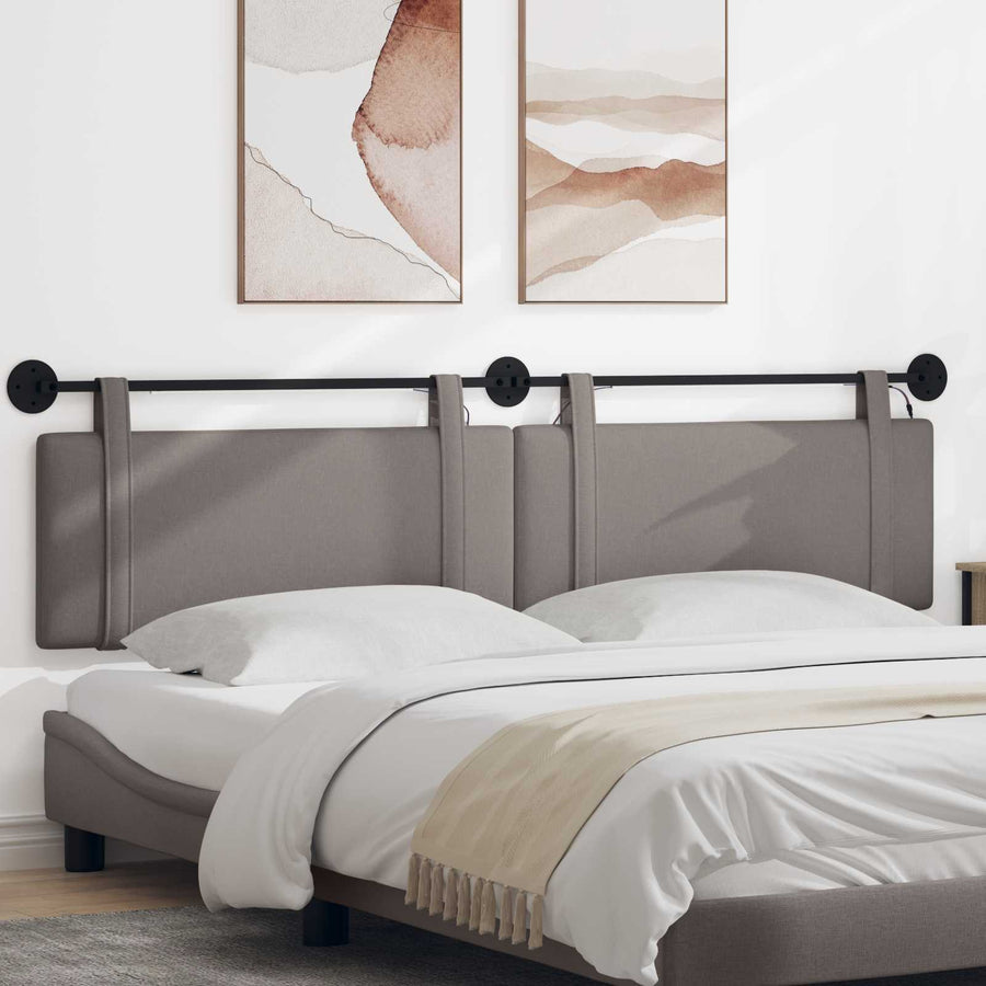 Hangend hoofdbord Met LED-verlichting Taupe Stof