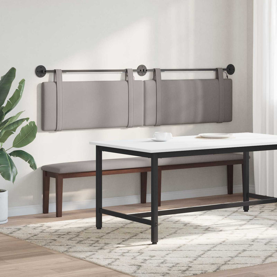 Hangend hoofdbord Met LED-verlichting Taupe Stof