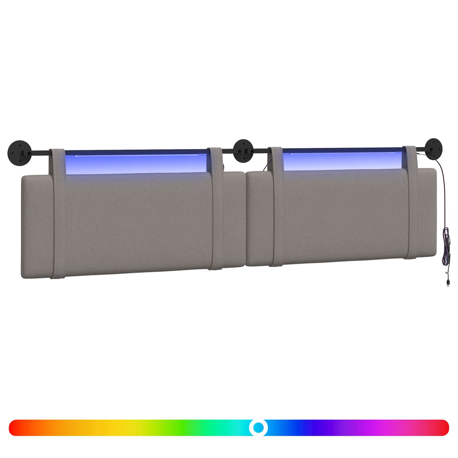 Hangend hoofdbord Met LED-verlichting Taupe Stof