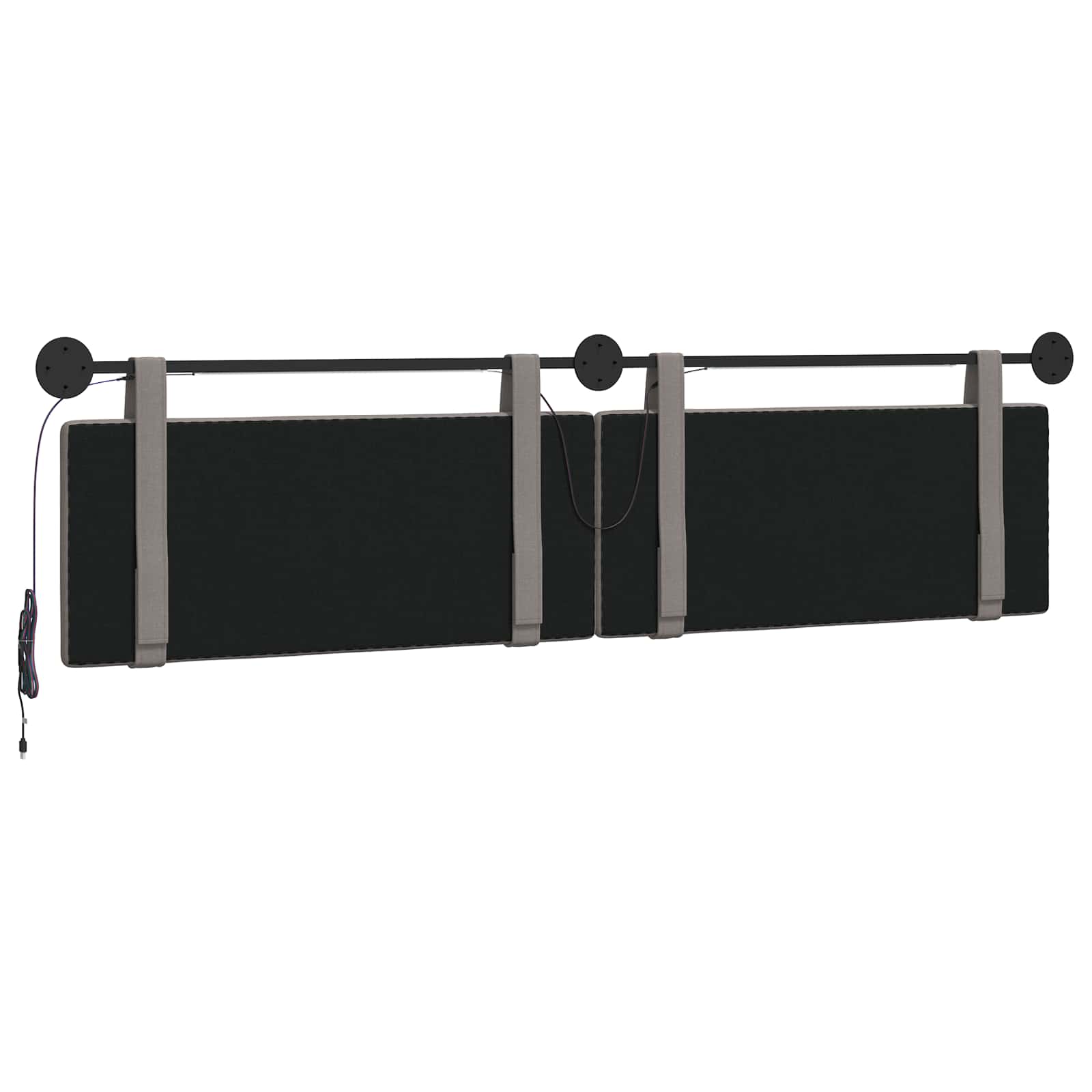 Hangend hoofdbord Met LED-verlichting Taupe Stof