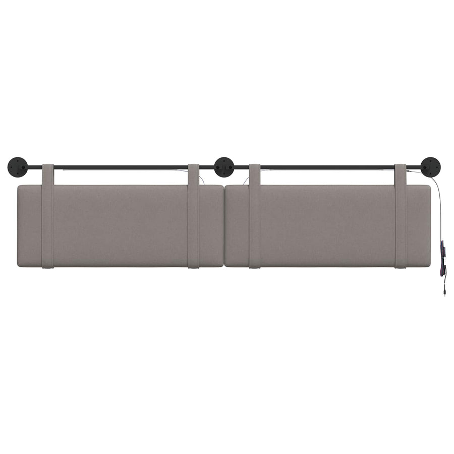 Hangend hoofdbord Met LED-verlichting Taupe Stof