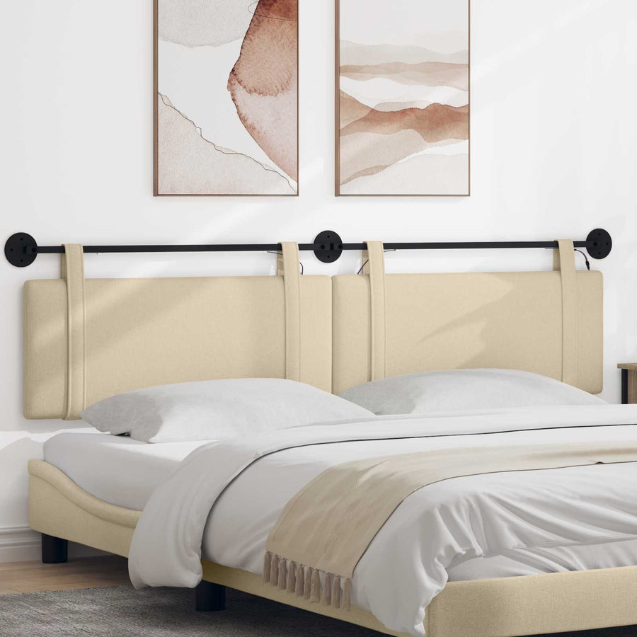 Hangend hoofdbord Met LED-verlichting Crèmekleurig Stof