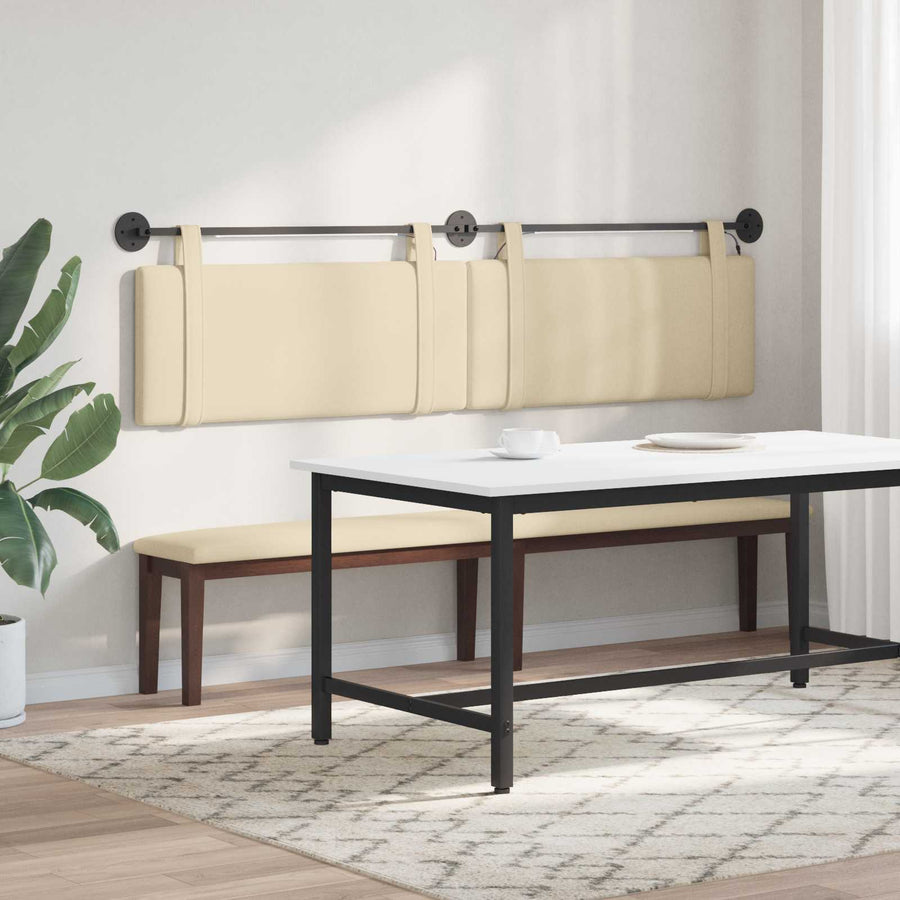 Hangend hoofdbord Met LED-verlichting Crèmekleurig Stof