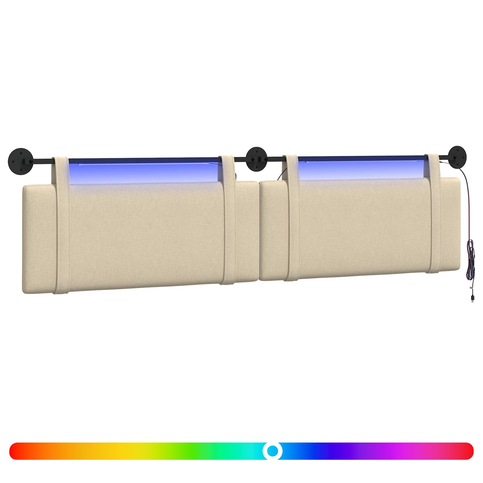 Hangend hoofdbord Met LED-verlichting Crèmekleurig Stof