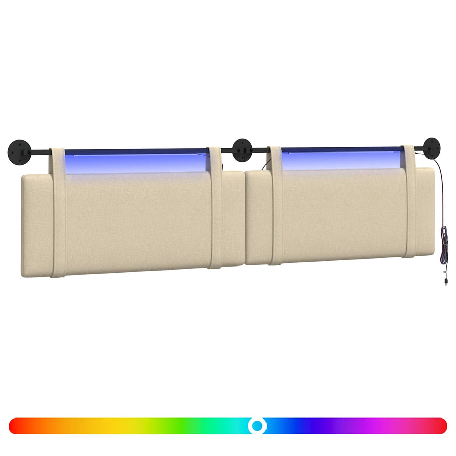 Hangend hoofdbord Met LED-verlichting Crèmekleurig Stof
