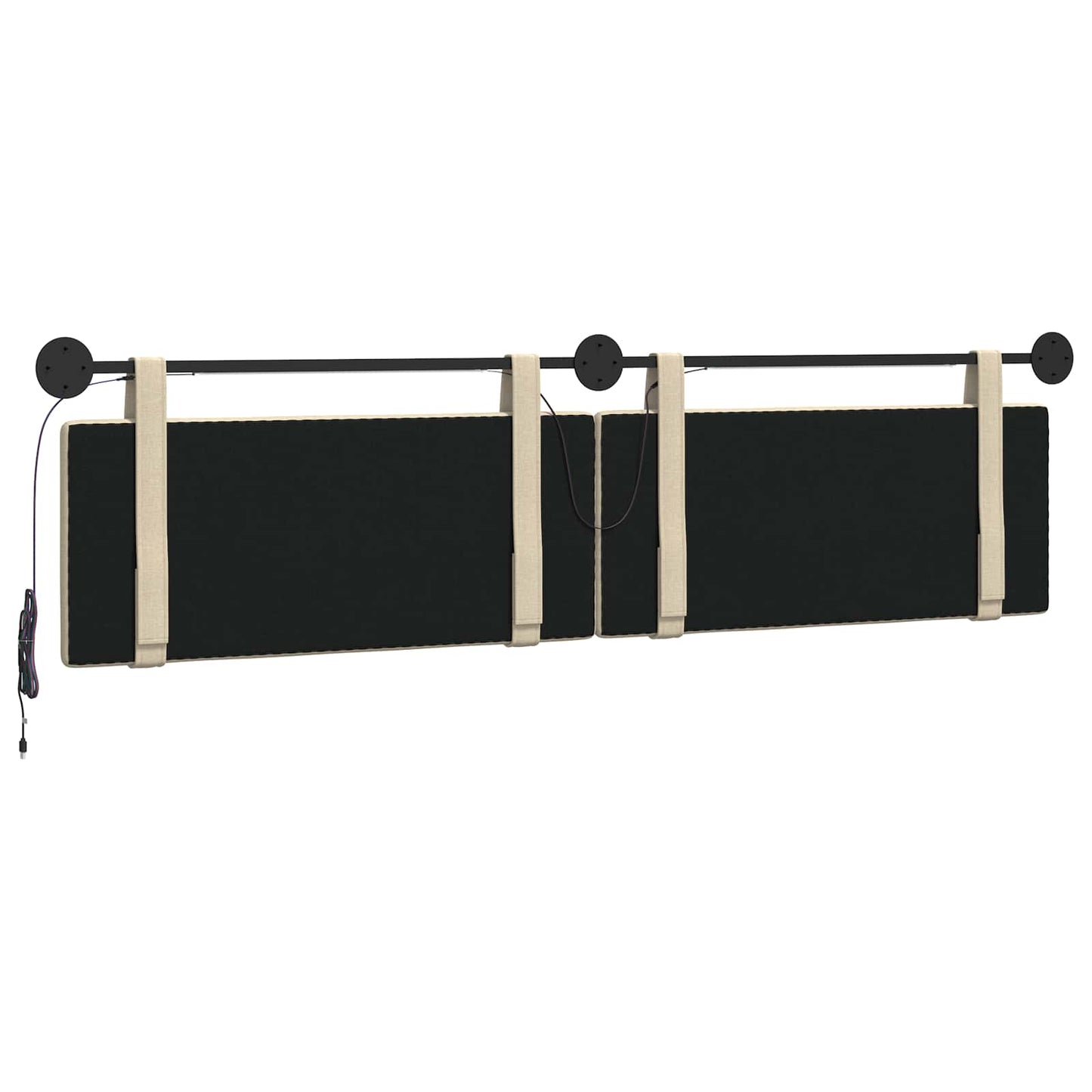 Hangend hoofdbord Met LED-verlichting Crèmekleurig Stof