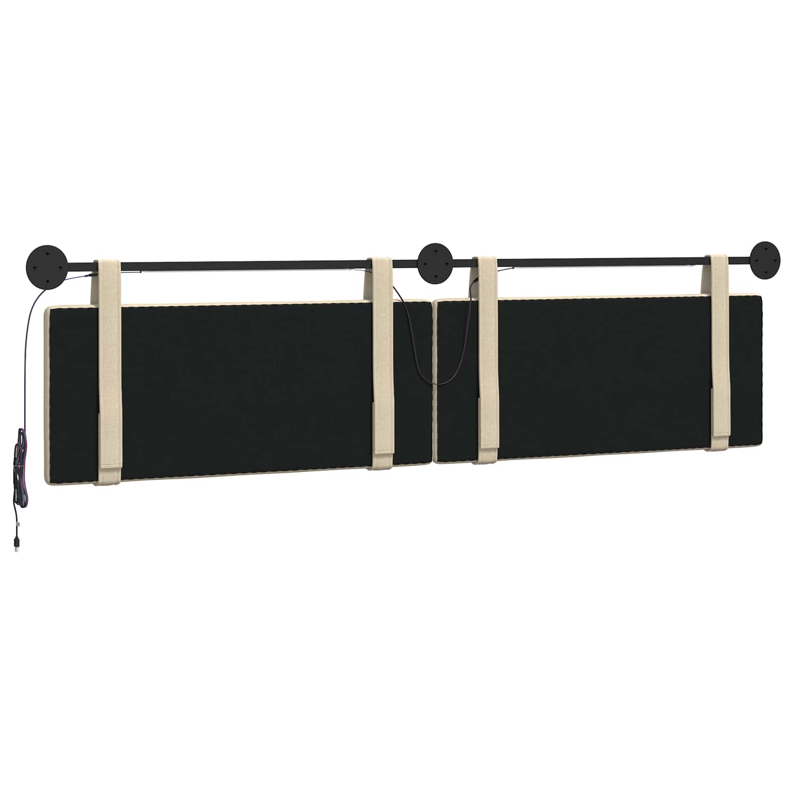 Hangend hoofdbord Met LED-verlichting Crèmekleurig Stof