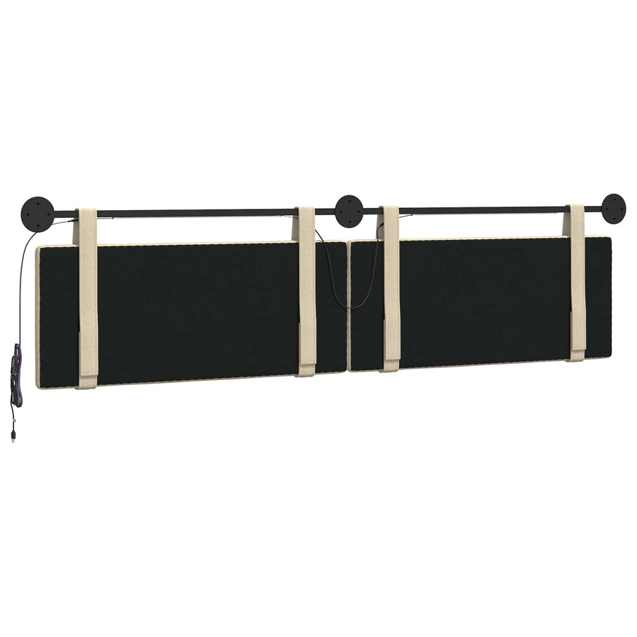 Hangend hoofdbord Met LED-verlichting Crèmekleurig Stof