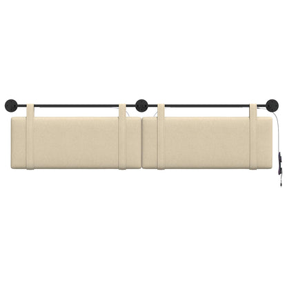 Hangend hoofdbord Met LED-verlichting Crèmekleurig Stof