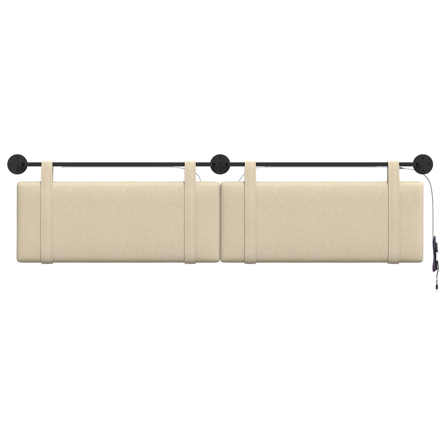 Hangend hoofdbord Met LED-verlichting Crèmekleurig Stof