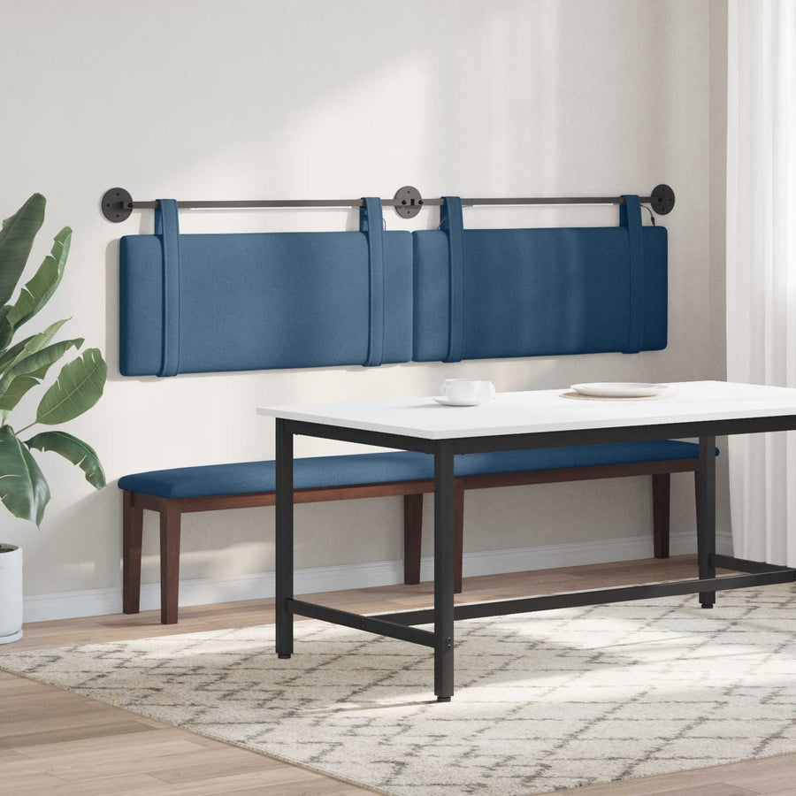 Hangend hoofdbord Met LED-verlichting Blauw Stof