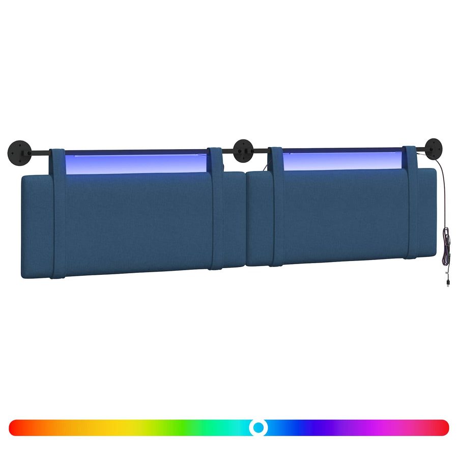Hangend hoofdbord Met LED-verlichting Blauw Stof