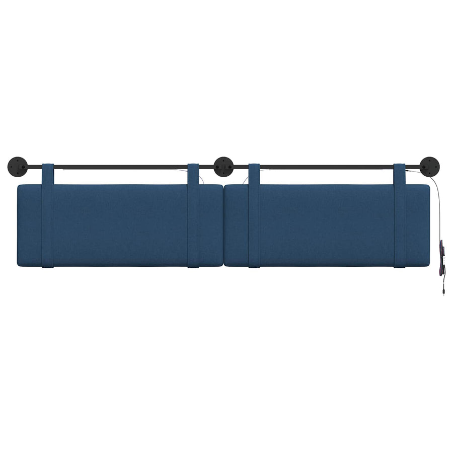 Hangend hoofdbord Met LED-verlichting Blauw Stof