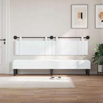 Hangend hoofdbord Met LED-verlichting Wit Stof