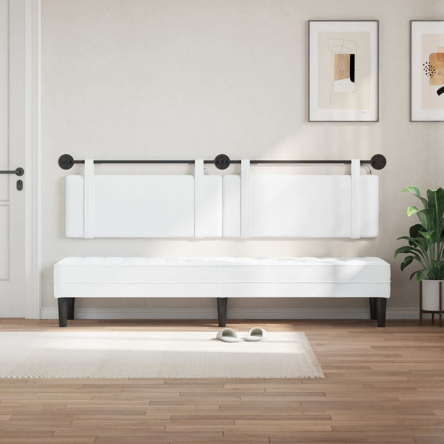 Hangend hoofdbord Met LED-verlichting Wit Stof