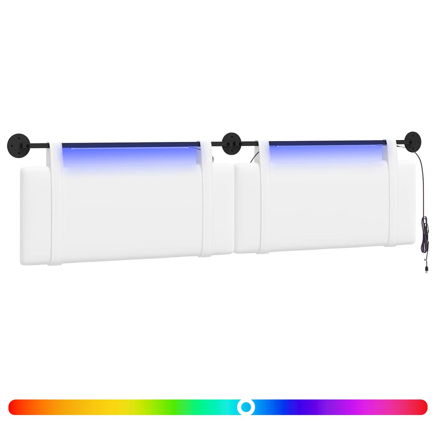 Hangend hoofdbord Met LED-verlichting Wit Stof