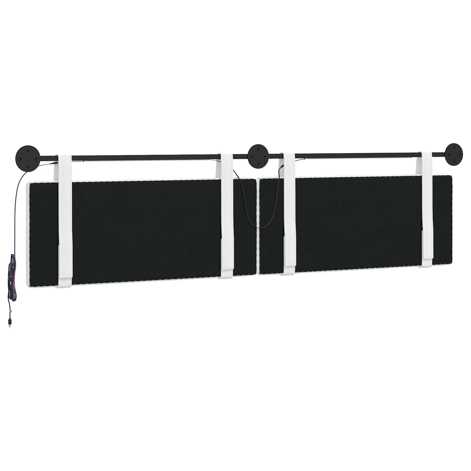 Hangend hoofdbord Met LED-verlichting Wit Stof