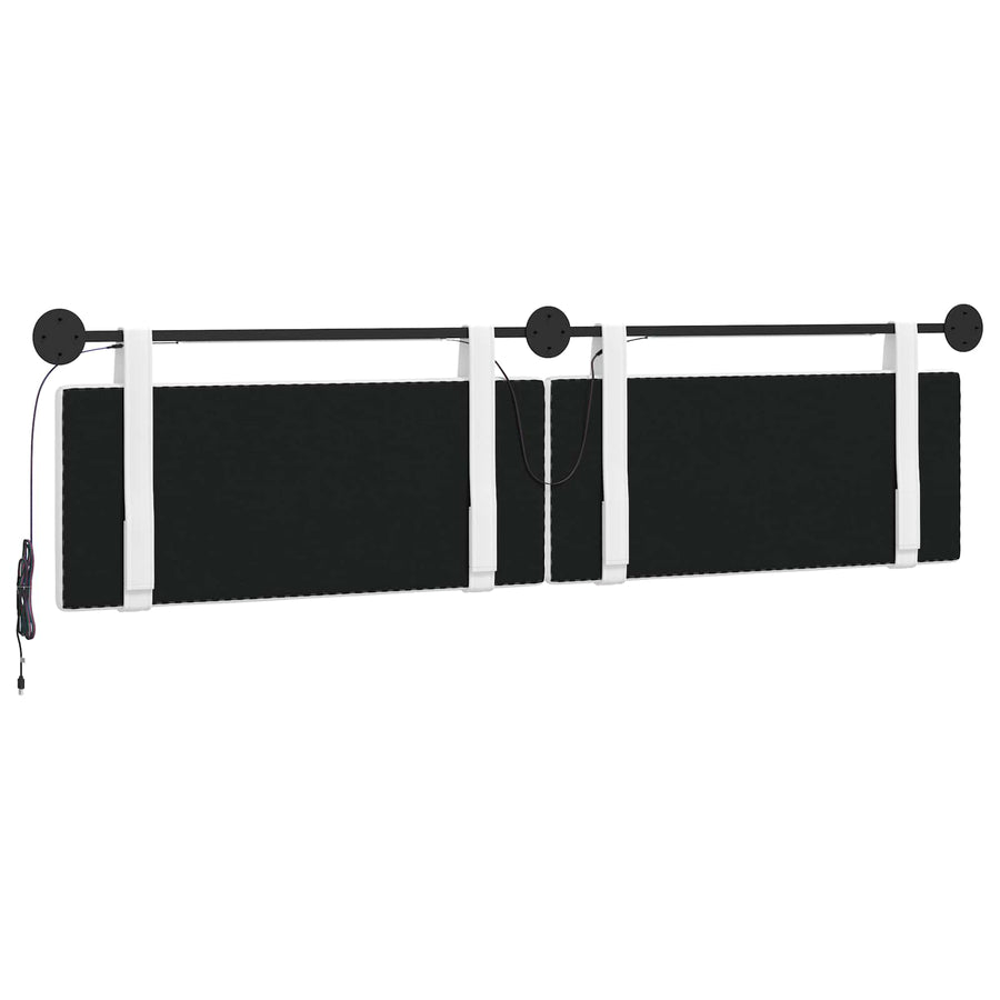 Hangend hoofdbord Met LED-verlichting Wit Stof