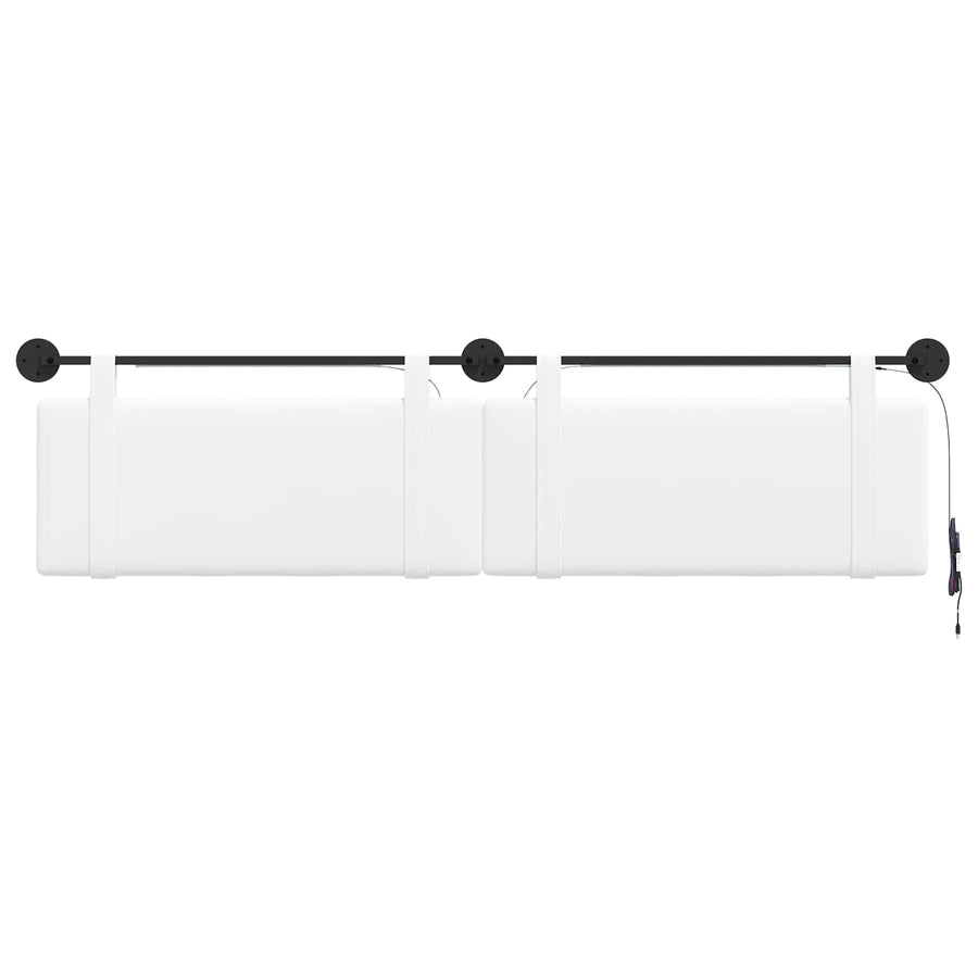 Hangend hoofdbord Met LED-verlichting Wit Stof