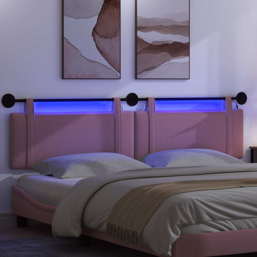 Hangend hoofdbord Met LED-verlichting Roze Stof