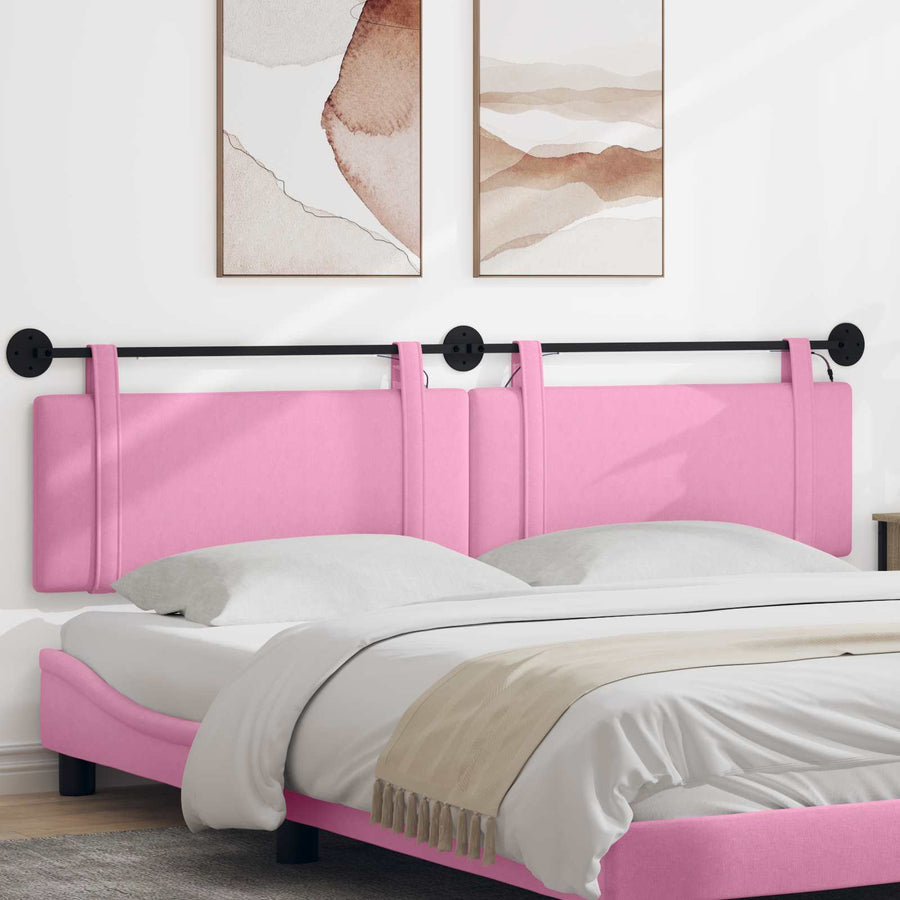 Hangend hoofdbord Met LED-verlichting Roze Stof