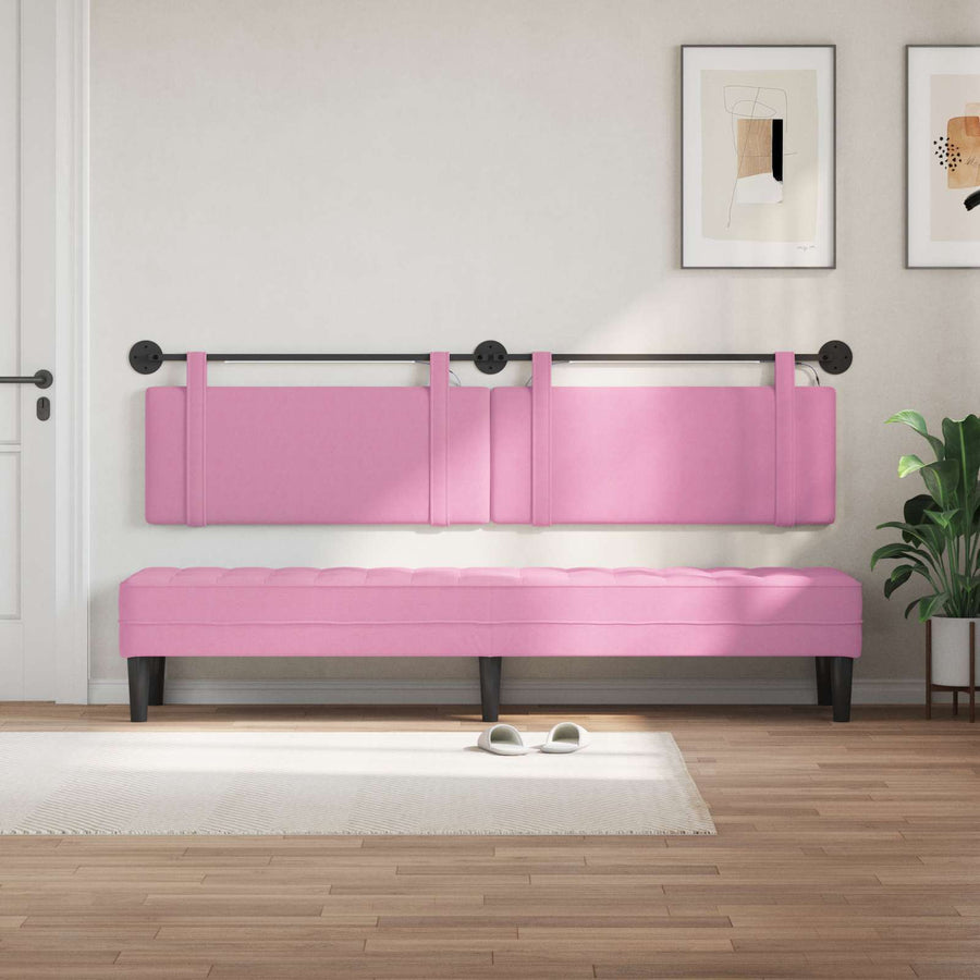Hangend hoofdbord Met LED-verlichting Roze Stof