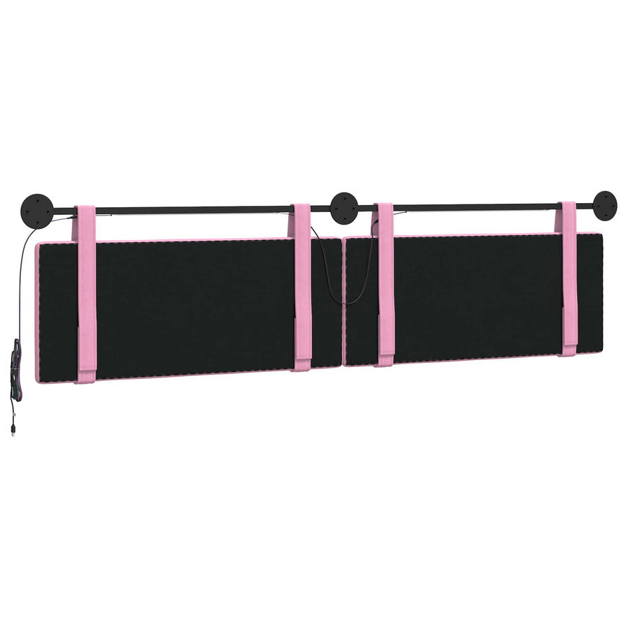 Hangend hoofdbord Met LED-verlichting Roze Stof