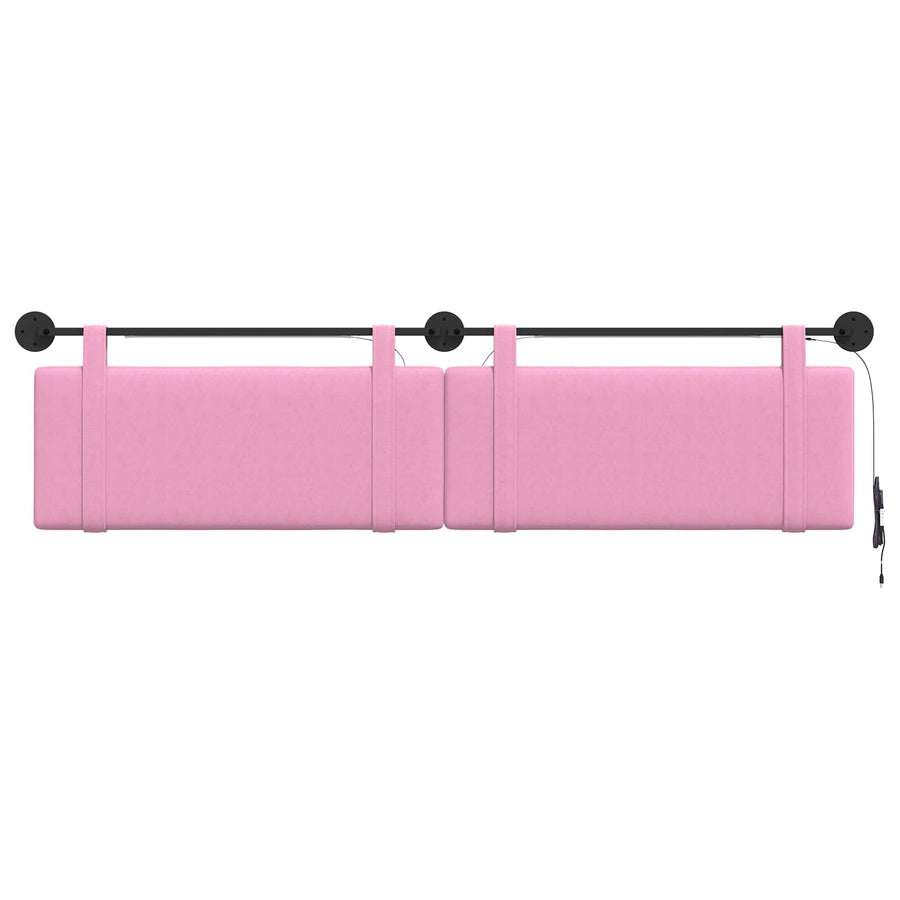 Hangend hoofdbord Met LED-verlichting Roze Stof
