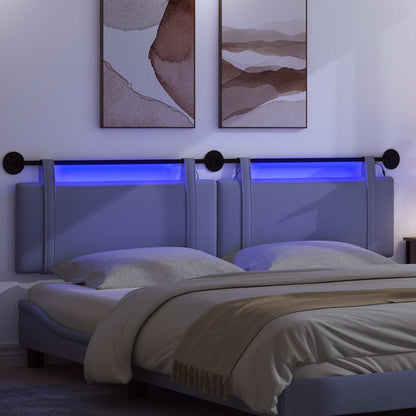 Hangend hoofdbord Met LED-verlichting Jeans Blauw Stof