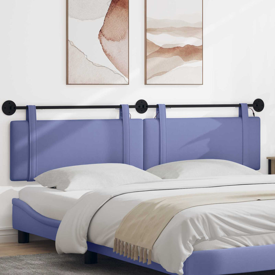 Hangend hoofdbord Met LED-verlichting Jeans Blauw Stof