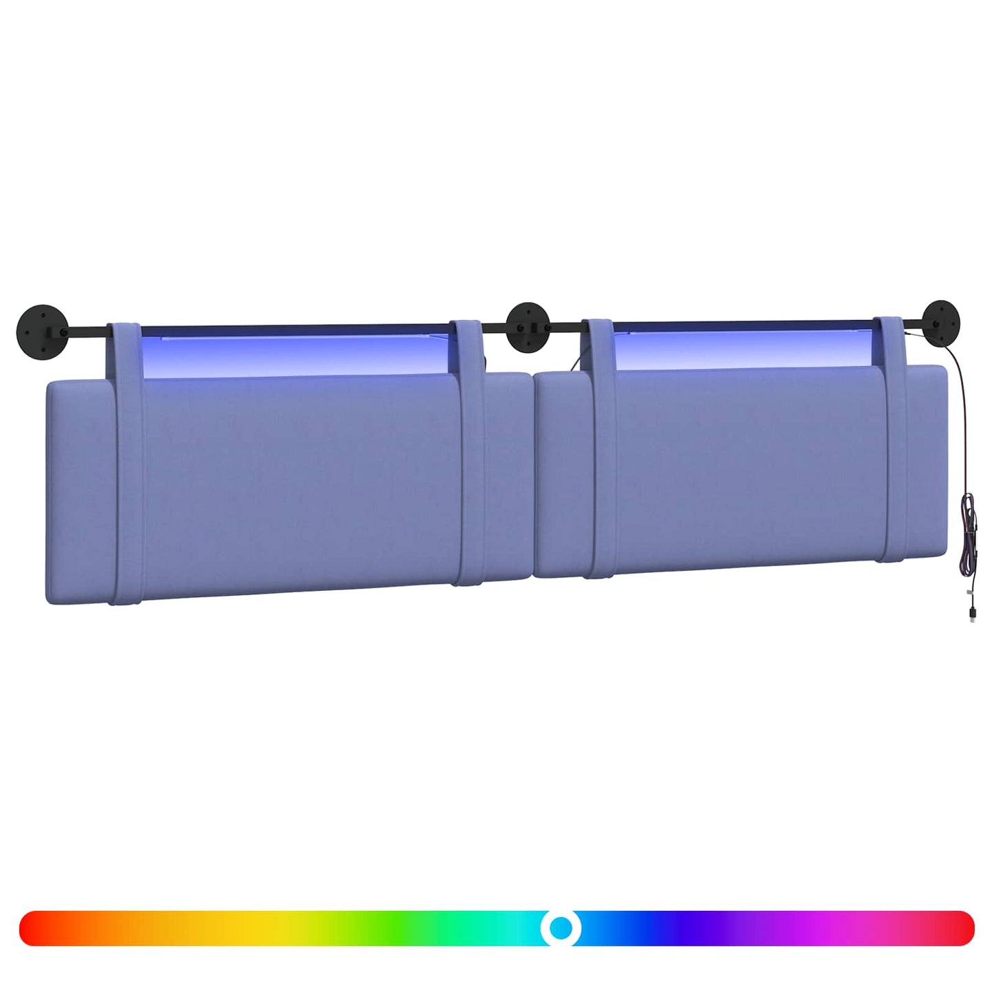 Hangend hoofdbord Met LED-verlichting Jeans Blauw Stof