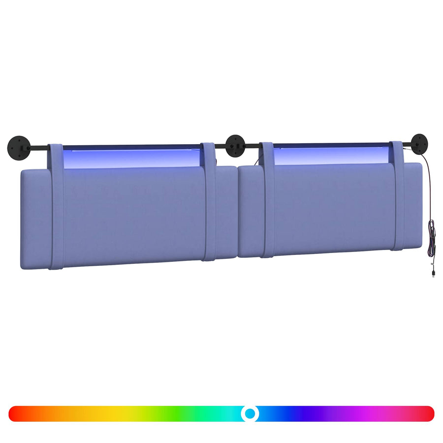 Hangend hoofdbord Met LED-verlichting Jeans Blauw Stof