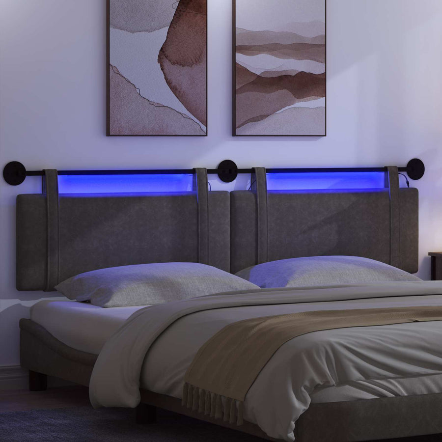Hangend hoofdbord Met LED-verlichting Zwart Antiek PU