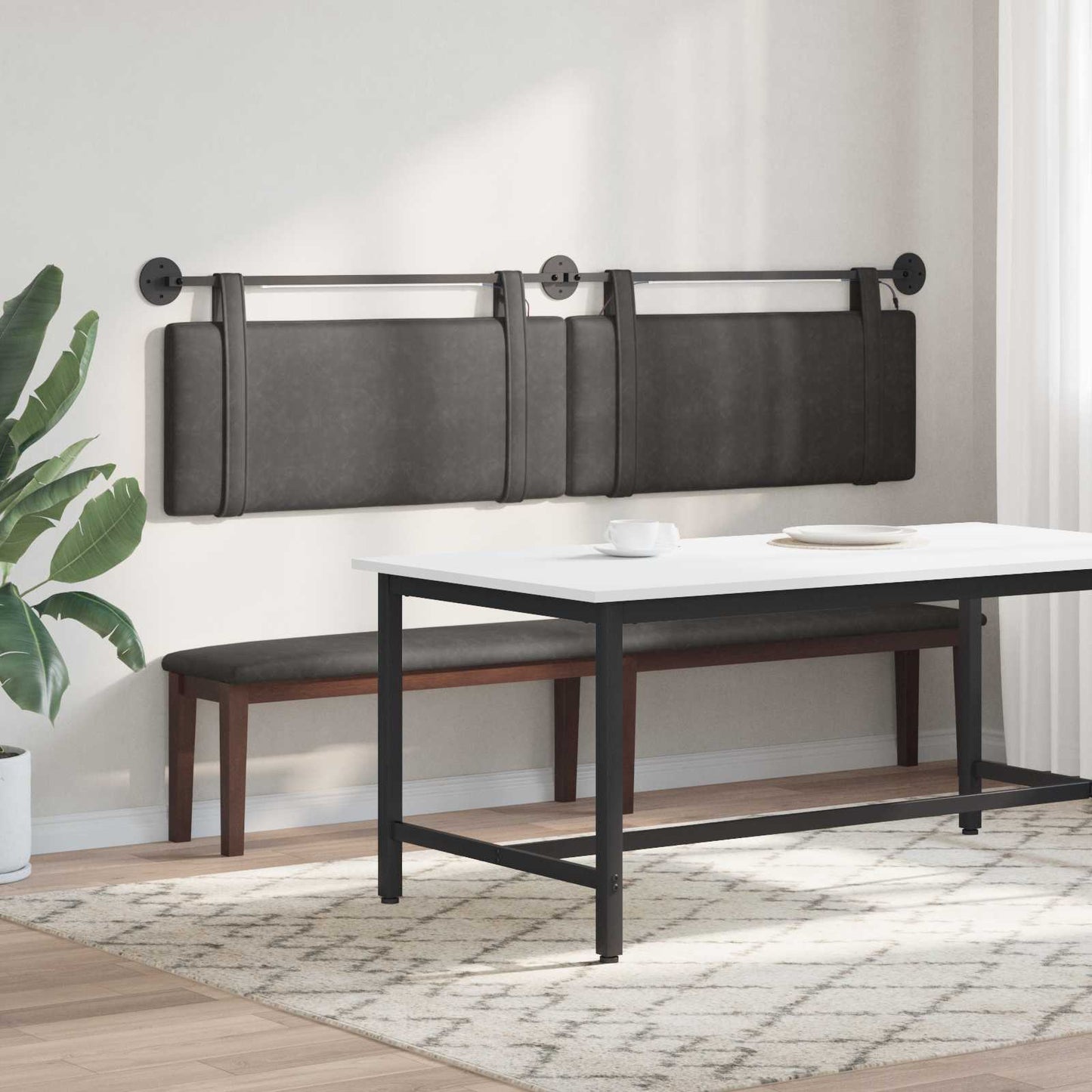 Hangend hoofdbord Met LED-verlichting Zwart Antiek PU