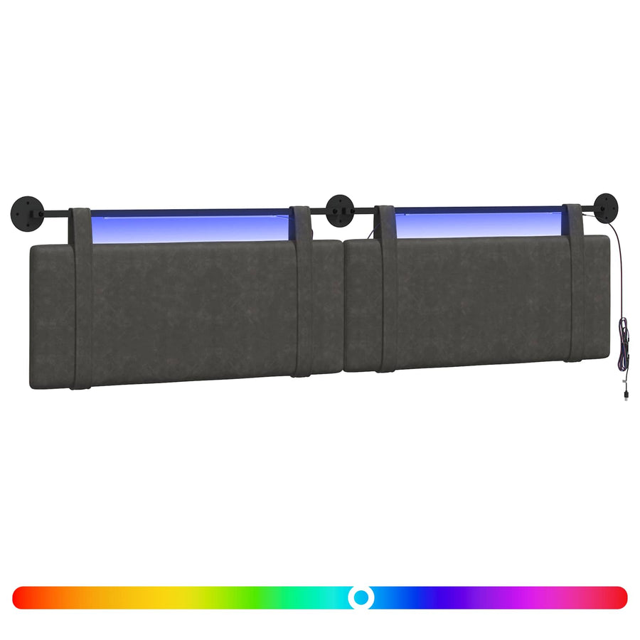 Hangend hoofdbord Met LED-verlichting Zwart Antiek PU