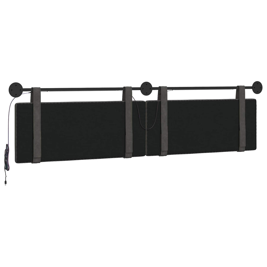 Hangend hoofdbord Met LED-verlichting Zwart Antiek PU