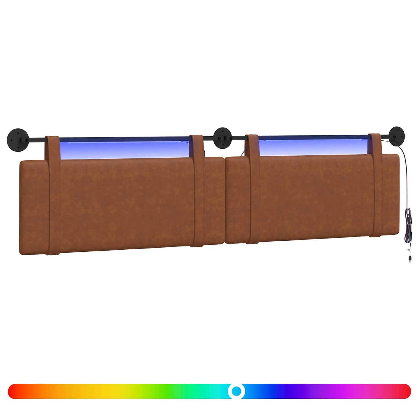Hangend hoofdbord Met LED-verlichting Bruin Antiek PU