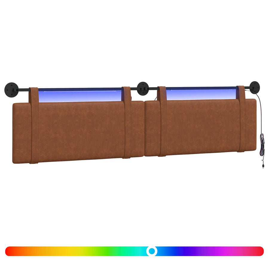 Hangend hoofdbord Met LED-verlichting Bruin Antiek PU
