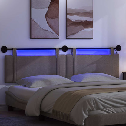 Hangend hoofdbord Met LED-verlichting Grijs Antiek PU