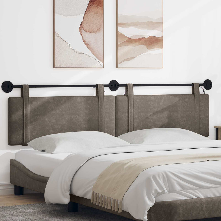 Hangend hoofdbord Met LED-verlichting Grijs Antiek PU
