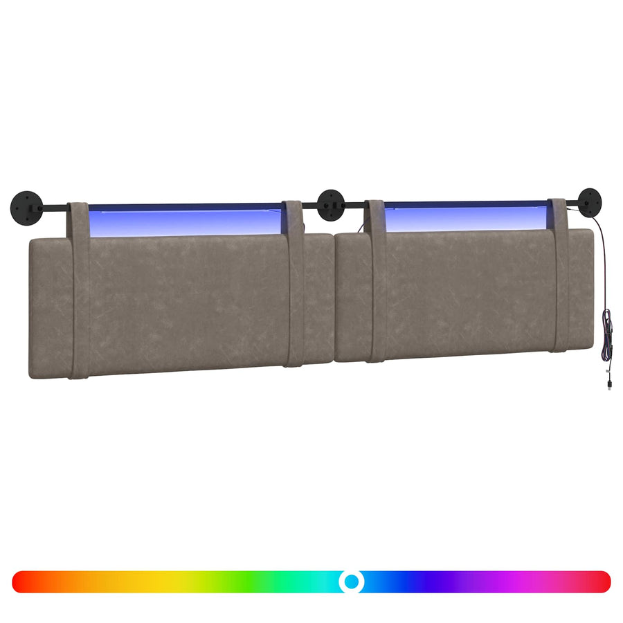 Hangend hoofdbord Met LED-verlichting Grijs Antiek PU