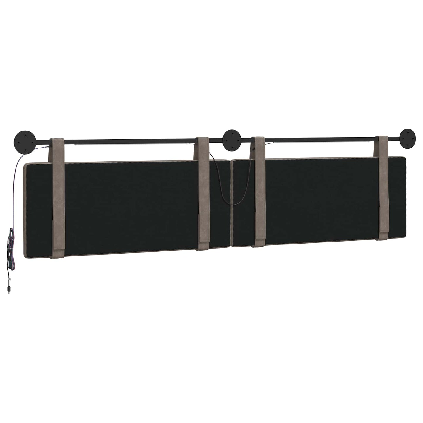 Hangend hoofdbord Met LED-verlichting Grijs Antiek PU