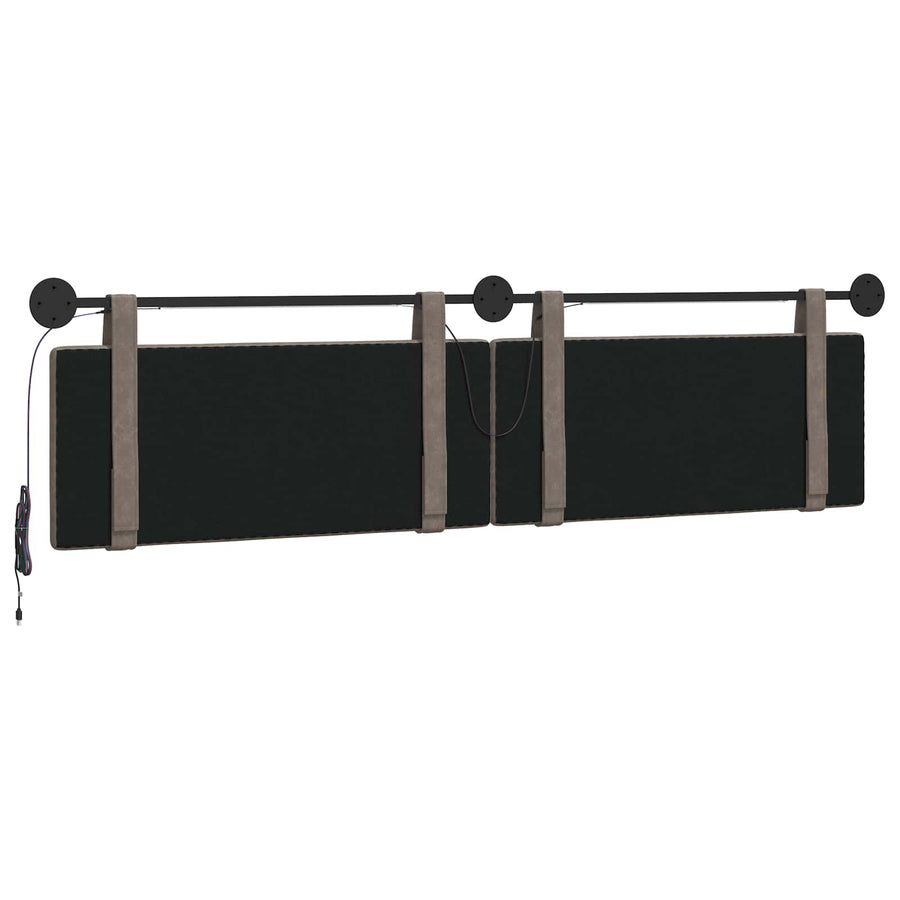 Hangend hoofdbord Met LED-verlichting Grijs Antiek PU