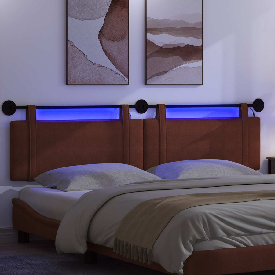 Hangend hoofdbord Met LED-verlichting Glanzend Bruin Antiek PU