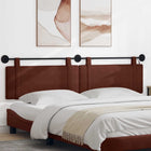 Hanging Headboard with LED Lighting Glossy Brown Antique PU