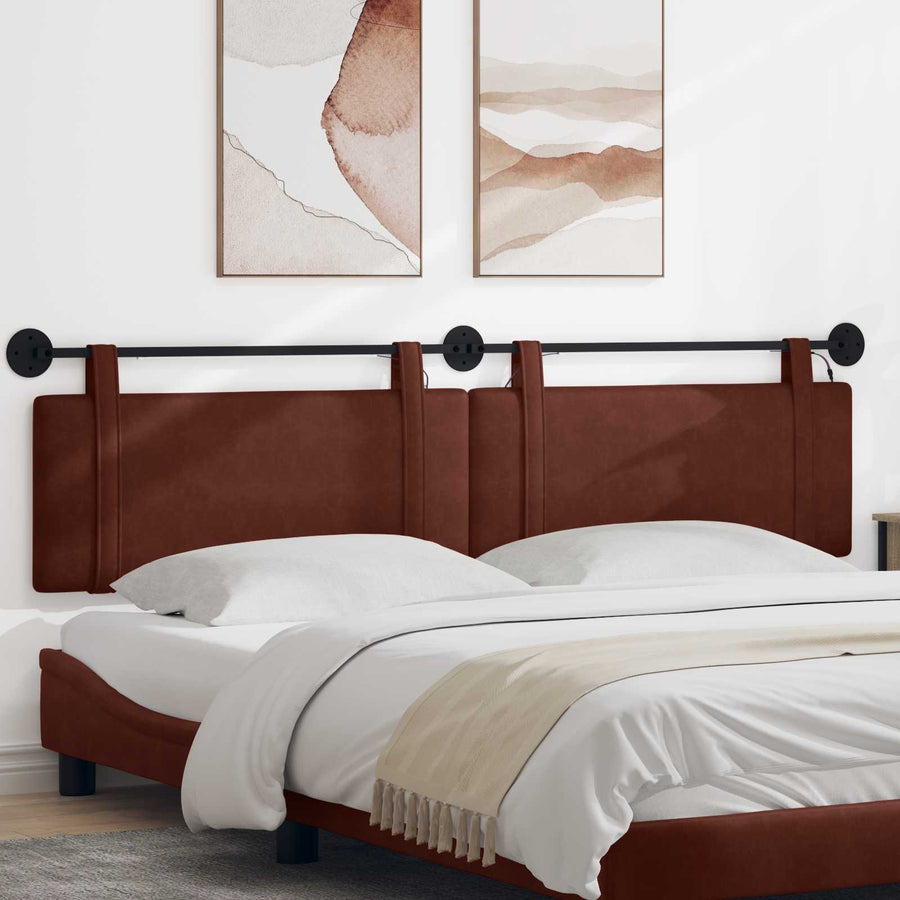 Hangend hoofdbord Met LED-verlichting Glanzend Bruin Antiek PU