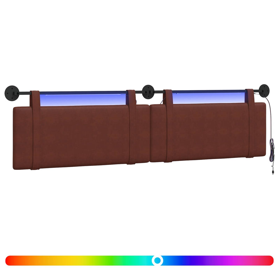 Hangend hoofdbord Met LED-verlichting Glanzend Bruin Antiek PU
