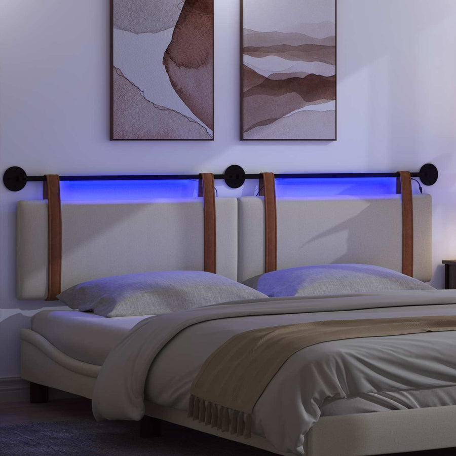 Hangend hoofdbord Met LED-verlichting Wolkengrijs Antiek PU