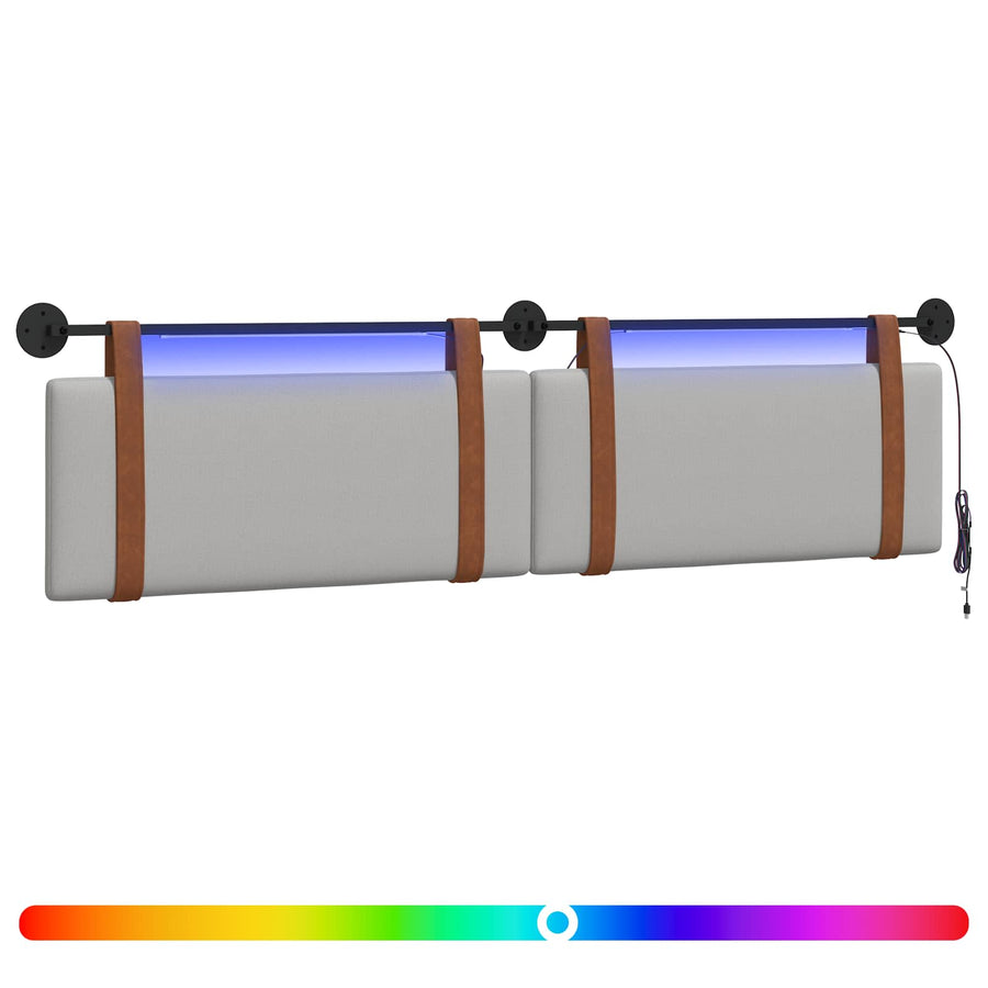 Hangend hoofdbord Met LED-verlichting Wolkengrijs Antiek PU