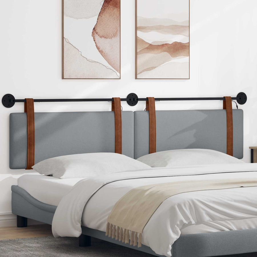 Hangend hoofdbord Met LED-verlichting Lichtgrijs Antiek PU